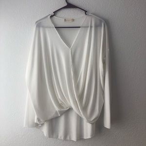 Long Sleeve Wrap Blouse